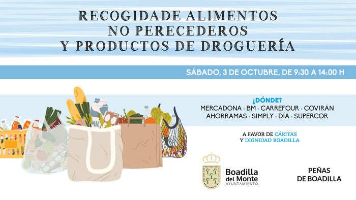 El Ayuntamiento de Boadilla y las peñas del municipio realizarán otra gran recogida de alimentos el próximo sábado