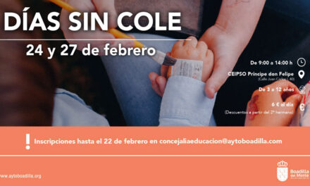 <strong>El CEIPSO Príncipe D. Felipe ofrece “Días sin Cole” las jornadas no lectivas del 24 y 27 de febrero</strong>