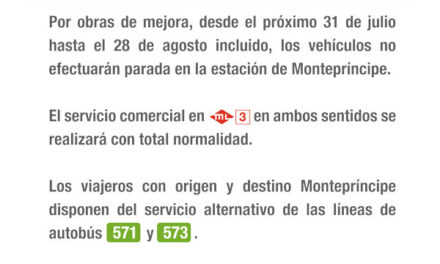 Metro Ligero Oeste cierra temporalmente la estación de Montepríncipe por trabajos de mejora de las instalaciones