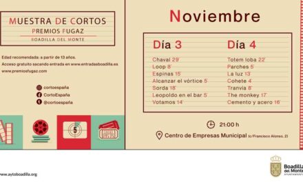 La Muestra de Cortos proyectará 14 cortometrajes galardonados en los Premios Fugaz los días 3 y 4 de noviembre
