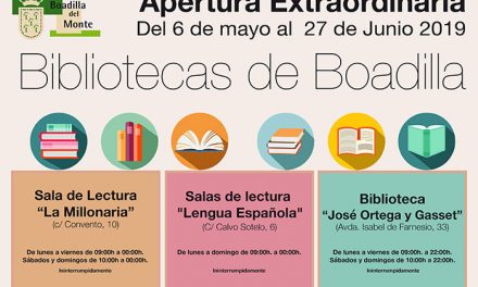 La biblioteca José Ortega y Gasset y las dos salas de lectura abrirán con horario ininterrumpido todos los días de la semana hasta el 27 de junio
