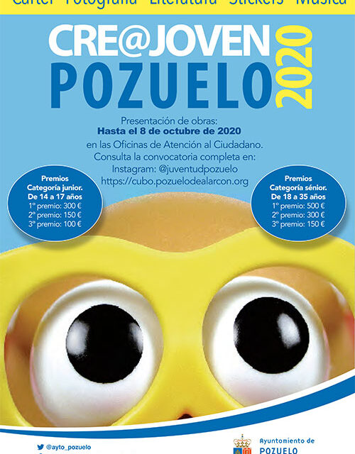 Últimos días para presentar las obras al Certamen CRE@ Joven Pozuelo 2020 con el que el Ayuntamiento premia el talento artístico y creativo