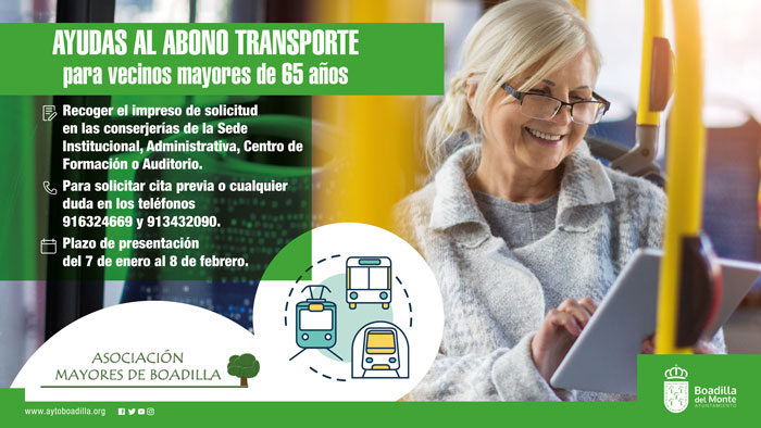 Se amplía hasta el 15 de febrero el plazo de solicitud de la ayuda económica al abono transporte para mayores de 65 años