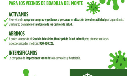 El Ayuntamiento de Boadilla activa nuevos servicios que se suman a las medidas decretadas para frenar el COVID-19