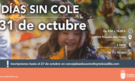 El Ayuntamiento ofrecerá la actividad Días sin Cole el próximo 31 de octubre en el CEIPSO Príncipe D. Felipe