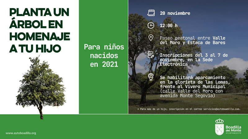 Abierta la inscripción para la plantación de árboles en homenaje a los niños nacidos en 2021