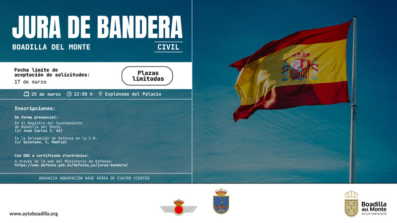 <strong>Boadilla acogerá una Jura de Bandera para civiles el próximo 25 de marzo</strong>