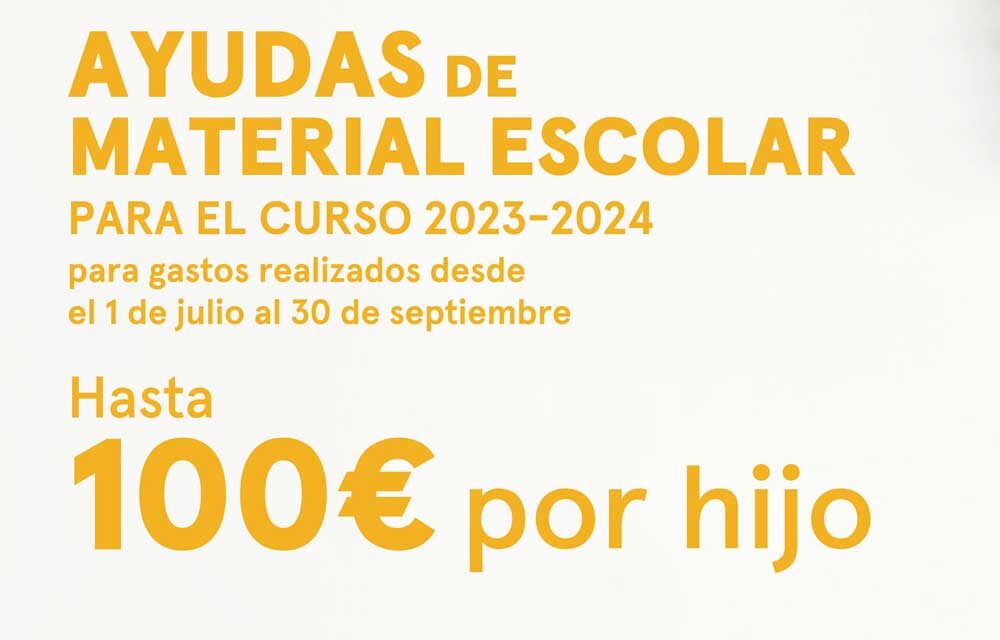 Abierta una nueva convocatoria de ayudas directas de 100 euros por hijo para material escolar
