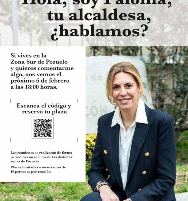 La alcaldesa se reunirá con los vecinos de todas las zonas de Pozuelo para escuchar sus sugerencias en encuentros periódicos