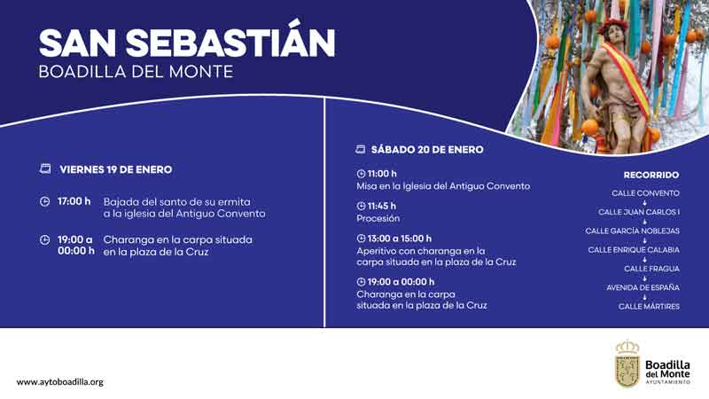 Boadilla celebrará el próximo sábado la festividad de San Sebastián con una Misa y procesión por el casco