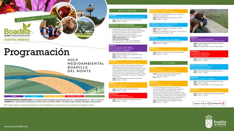 Talleres, rutas y voluntariado, durante septiembre y octubre, en el Aula Medioambiental
