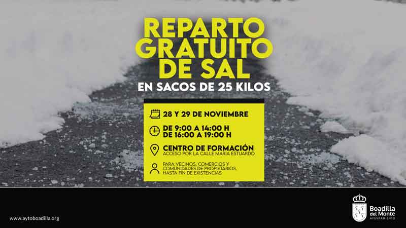 Reparto gratuito de sal entre vecinos y comerciantes los días 28 y 29 de noviembre
