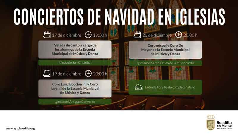 Tres iglesias acogerán conciertos de Navidad a cargo de coros de la Escuela Municipal de Música y Danza
