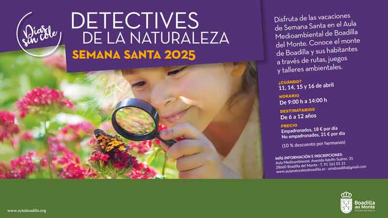 El Aula Medioambiental ofrece Detectives de la Naturaleza los días no lectivos de Semana Santa