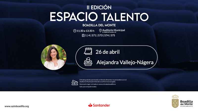 Alejandra Vallejo-Nágera impartirá su conferencia en Espacio Talento el próximo sábado, 26