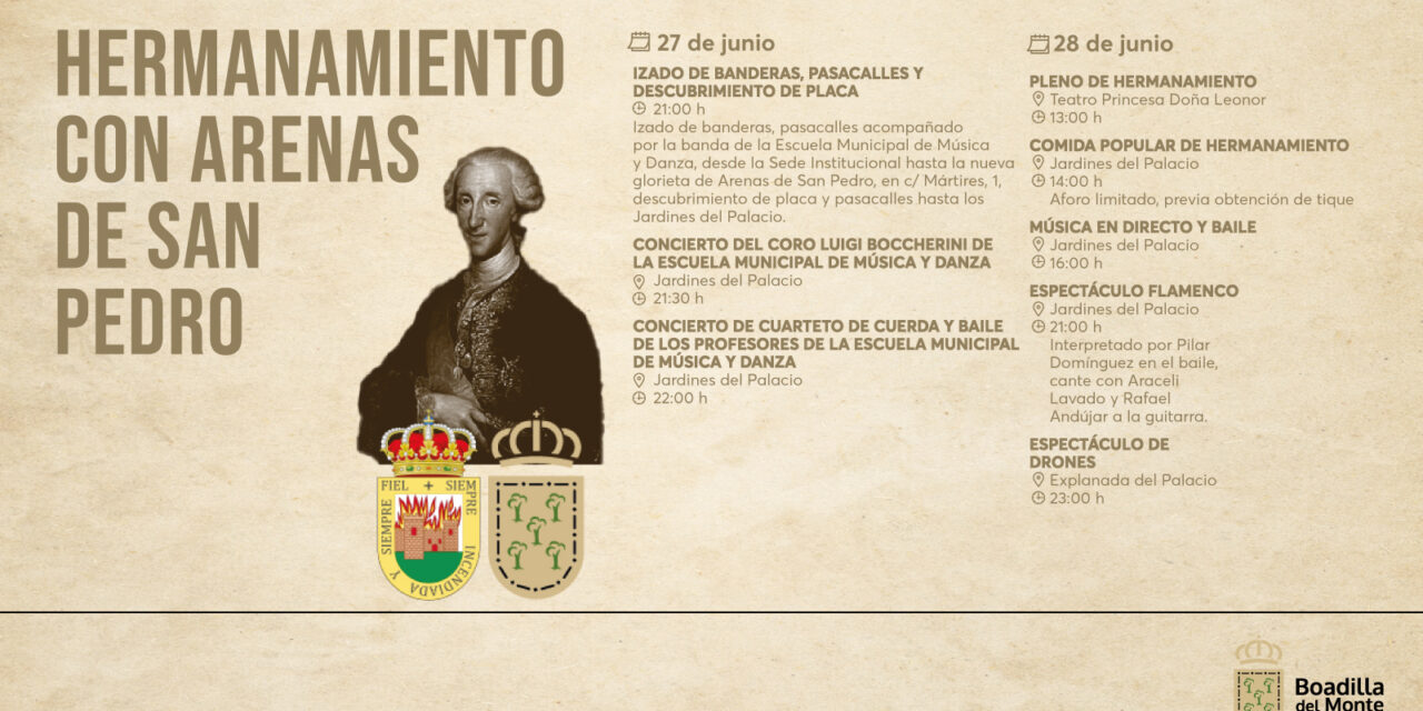 Boadilla del Monte y Arenas de San Pedro culminarán su Hermanamiento con actos festivos y culturales
