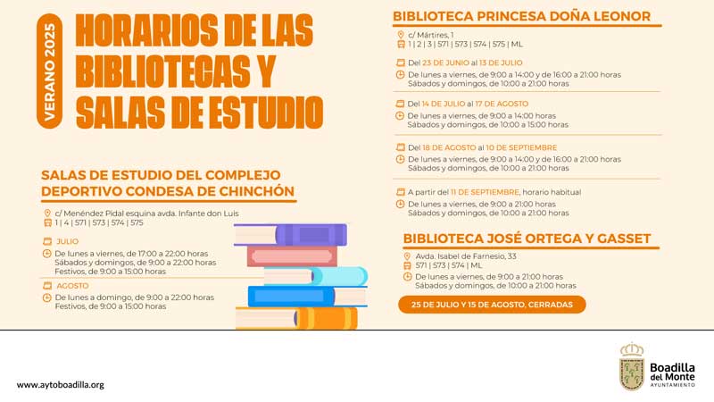 Horario especial de verano en las bibliotecas y salas de estudio municipales