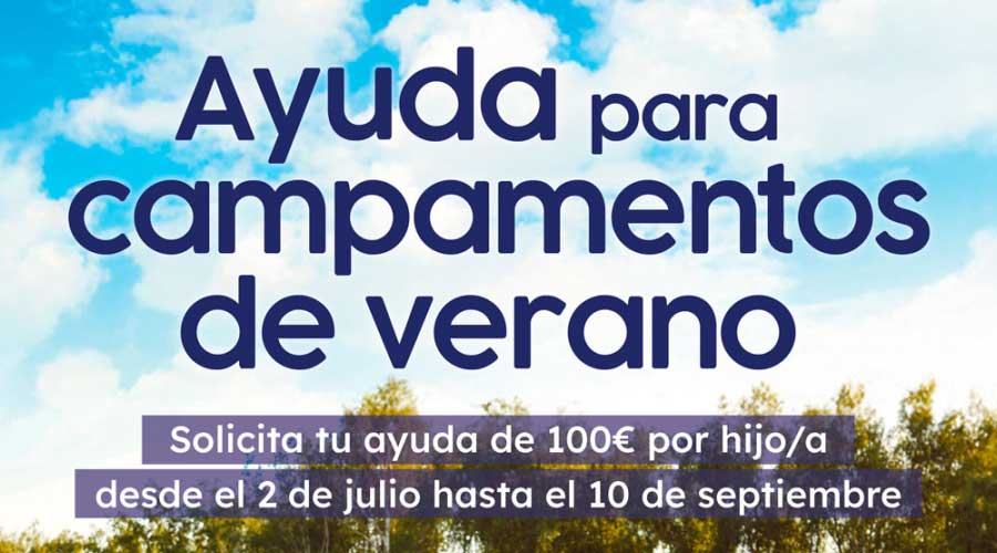 El Ayuntamiento recuerda que sigue abierto el plazo para solicitar la ayuda de 100 euros por hijo para los campamentos de verano