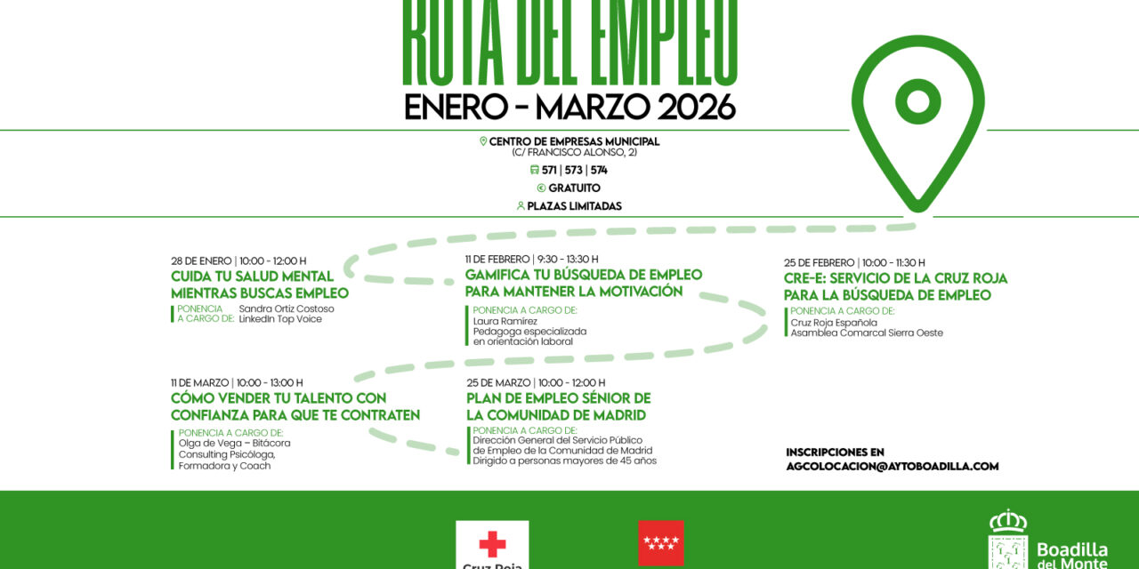 Boadilla ofrece cinco ponencias para facilitar la búsqueda de trabajo en una nueva Ruta del Empleo