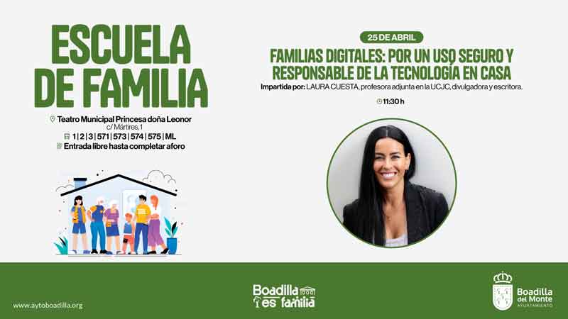 La Escuela de Familia ofrece el próximo 25 de abril una charla sobre el uso responsable de la tecnología en casa
