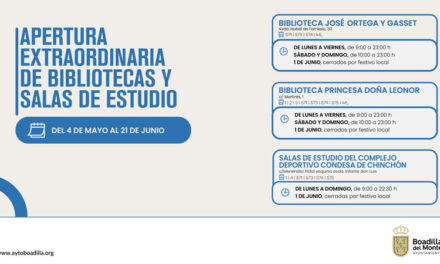 Las bibliotecas y salas de estudio amplían su horario de apertura hasta el 21 de junio
