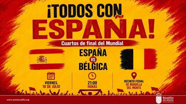 El Ayuntamiento retransmitirá el partido de cuartos de final España- Bélgica el próximo viernes en el Recinto Ferial