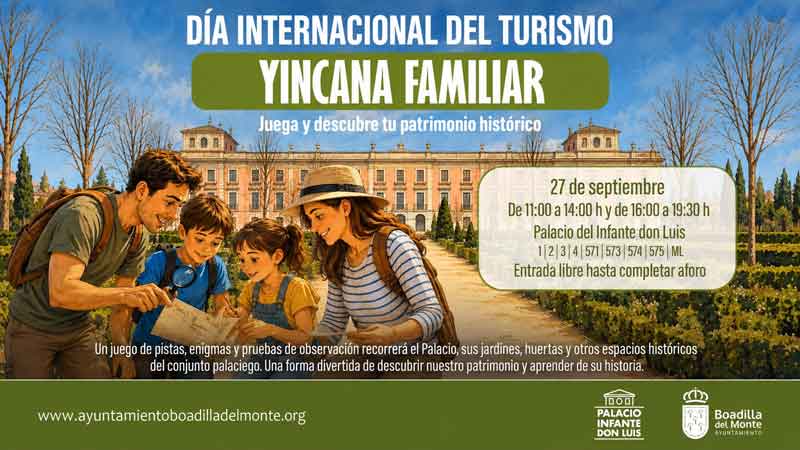 Boadilla celebrará el Día Internacional del Turismo con una yincana familiar en el Palacio del Infante D. Luis