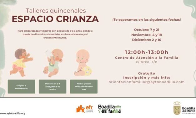 Boadilla ofrece nuevos talleres gratuitos para embarazadas y madres de niños de 0 a 3 años