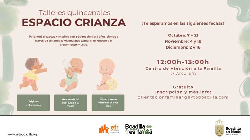 Boadilla ofrece nuevos talleres gratuitos para embarazadas y madres de niños de 0 a 3 años
