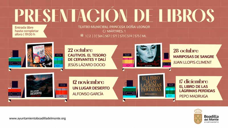 Boadilla acoge cuatro presentaciones de libros entre octubre y diciembre